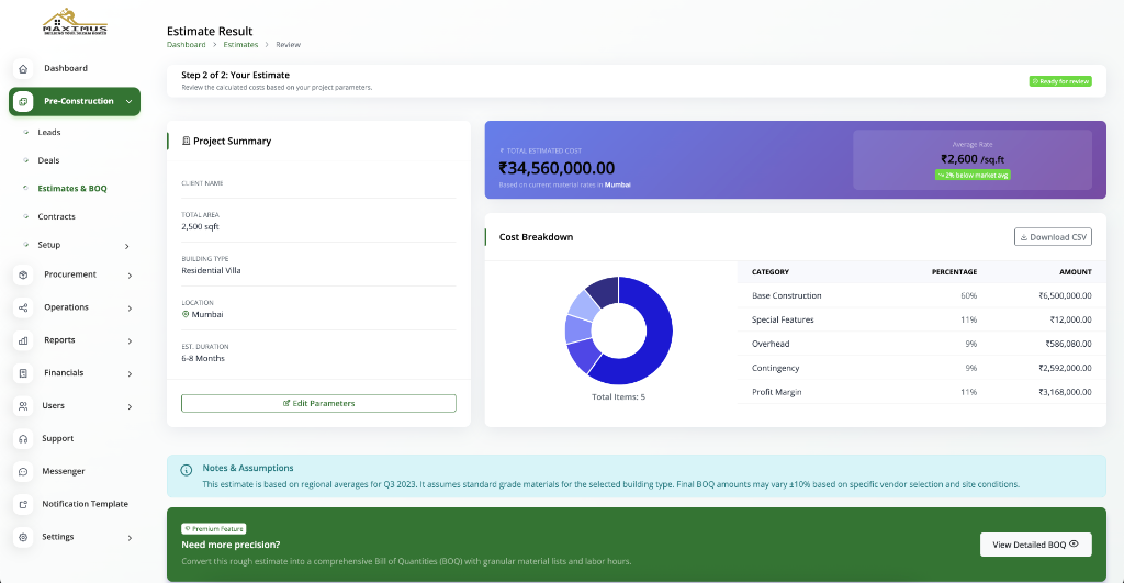 Project Quick Estimate